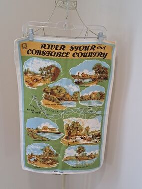 Vtg. 1970s Linen Blend River Stour And Constable Country Cottagecore Tea Towel.